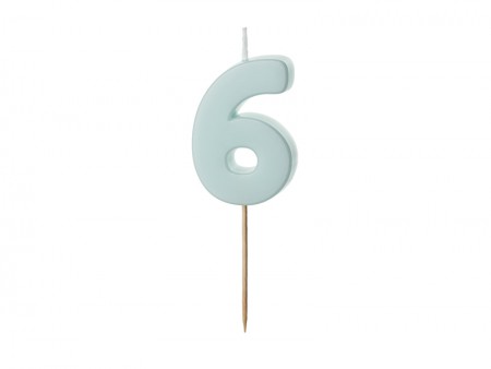 Bougie Chiffre 6 - bleu clair