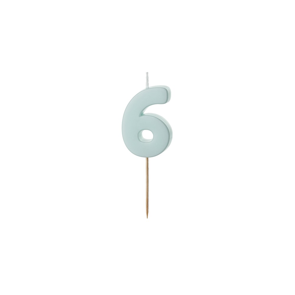 Bougie Chiffre 6 - bleu clair