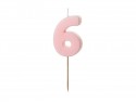 Bougie Chiffre 6 - rose clair