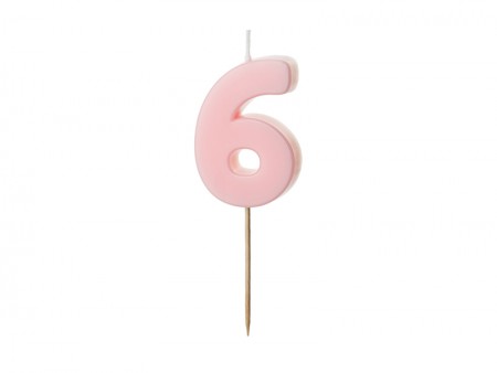 Bougie Chiffre 6 - rose clair