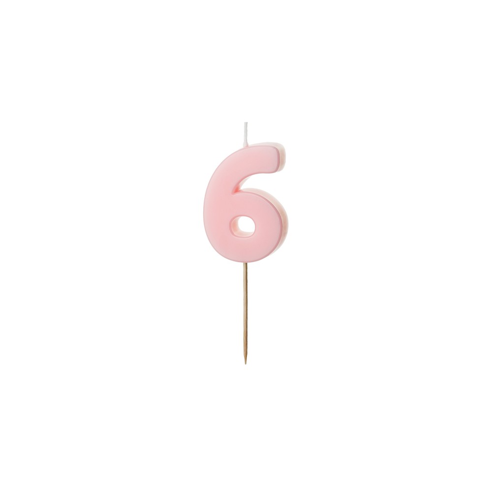 Bougie Chiffre 6 - rose clair