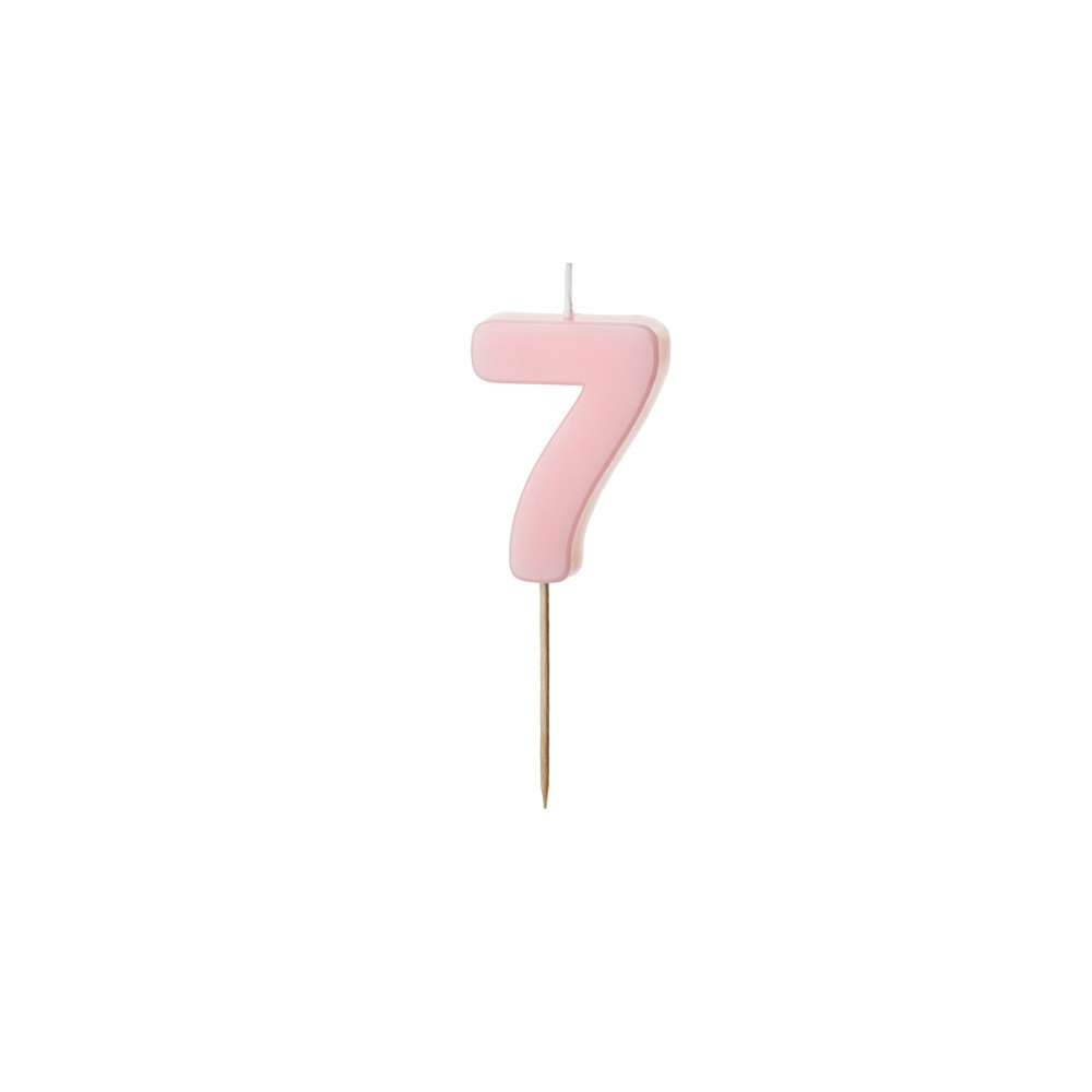 Bougie Chiffre 7 - rose clair