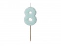 Bougie Chiffre 8 - bleu clair