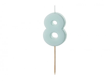 Bougie Chiffre 8 - bleu clair