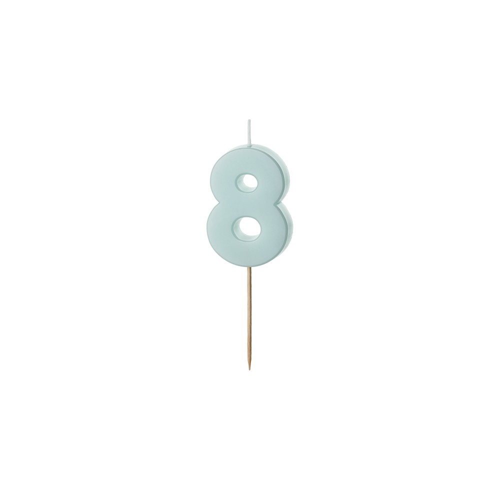 Bougie Chiffre 8 - bleu clair
