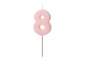 Bougie Chiffre 8 - rose clair