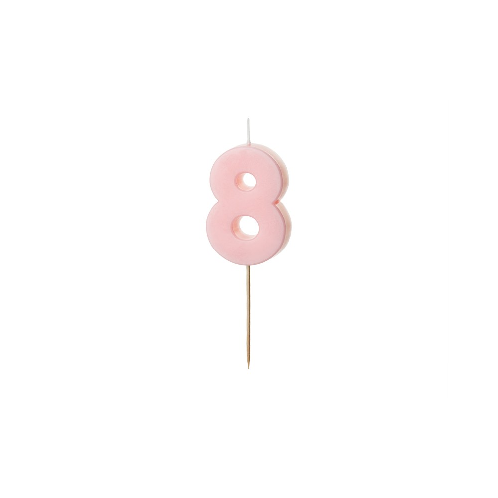 Bougie Chiffre 8 - rose clair