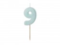 Bougie Chiffre 9 - bleu clair