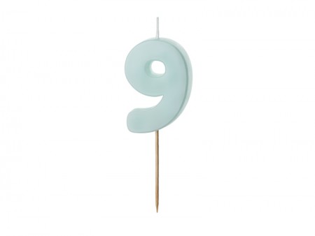 Bougie Chiffre 9 - bleu clair