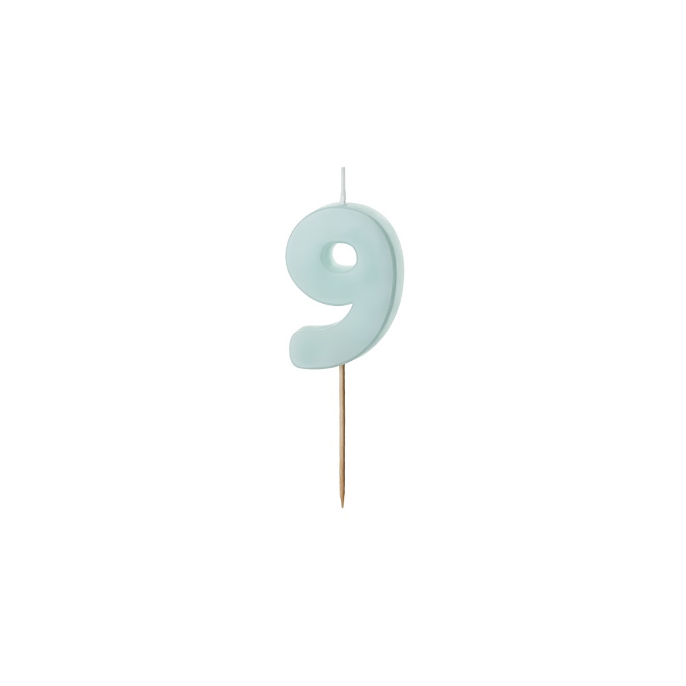Bougie Chiffre 9 - bleu clair