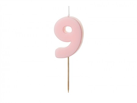 Bougie Chiffre 9 - rose clair