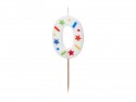 Bougie Chiffre '0' - confettis blancs -