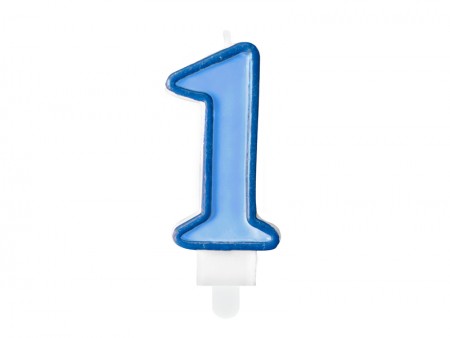 Bougie Chiffre 1 - bleu