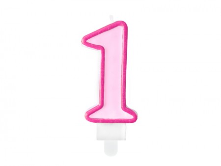 Bougie Chiffre 1 - rose