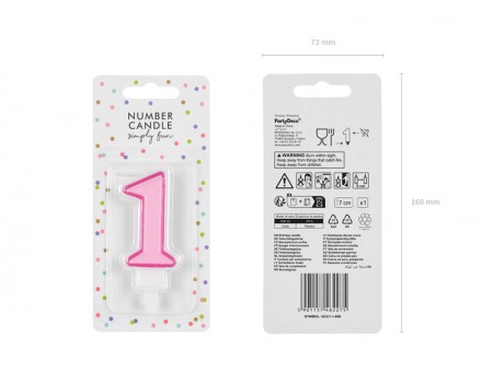 Bougie Chiffre 1 - rose