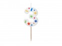 Bougie Chiffre '3' - confettis blancs