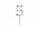 Bougie Chiffre '5' - confettis blancs