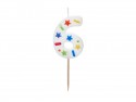 Bougie Chiffre '6' - confettis blancs