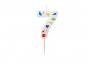 Bougie Chiffre '7' - confettis blancs