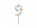 Bougie Chiffre '9' - confettis blancs