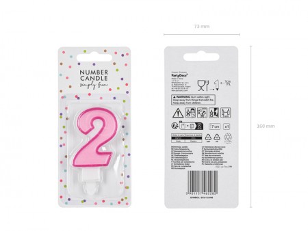 Bougie Chiffre 2 - rose