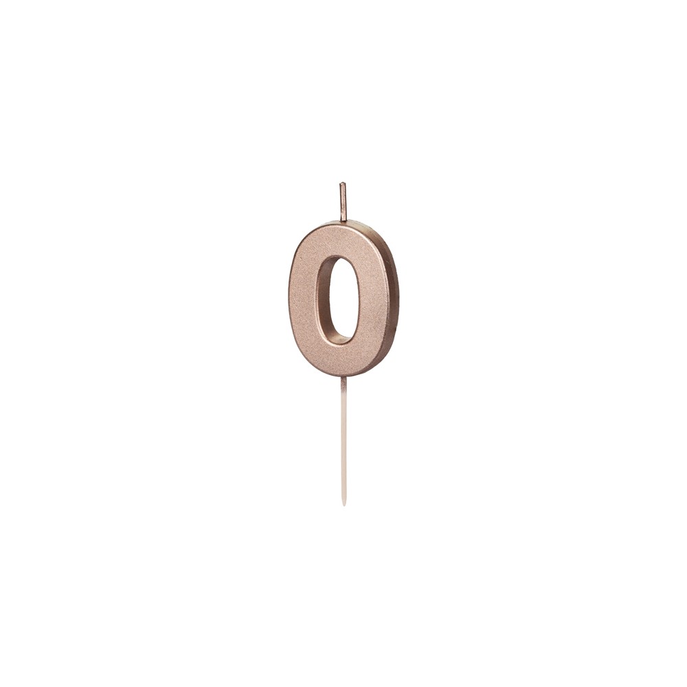 Bougie Chiffre 0 - or rose -