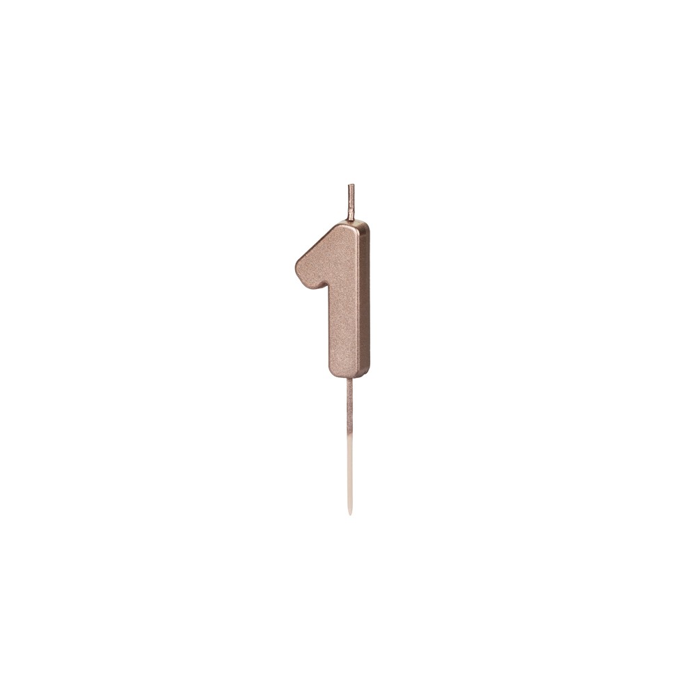 Bougie Chiffre 1 - or rose