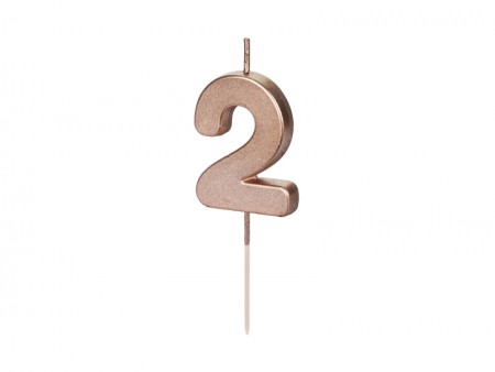 Bougie Chiffre 2 - or rose