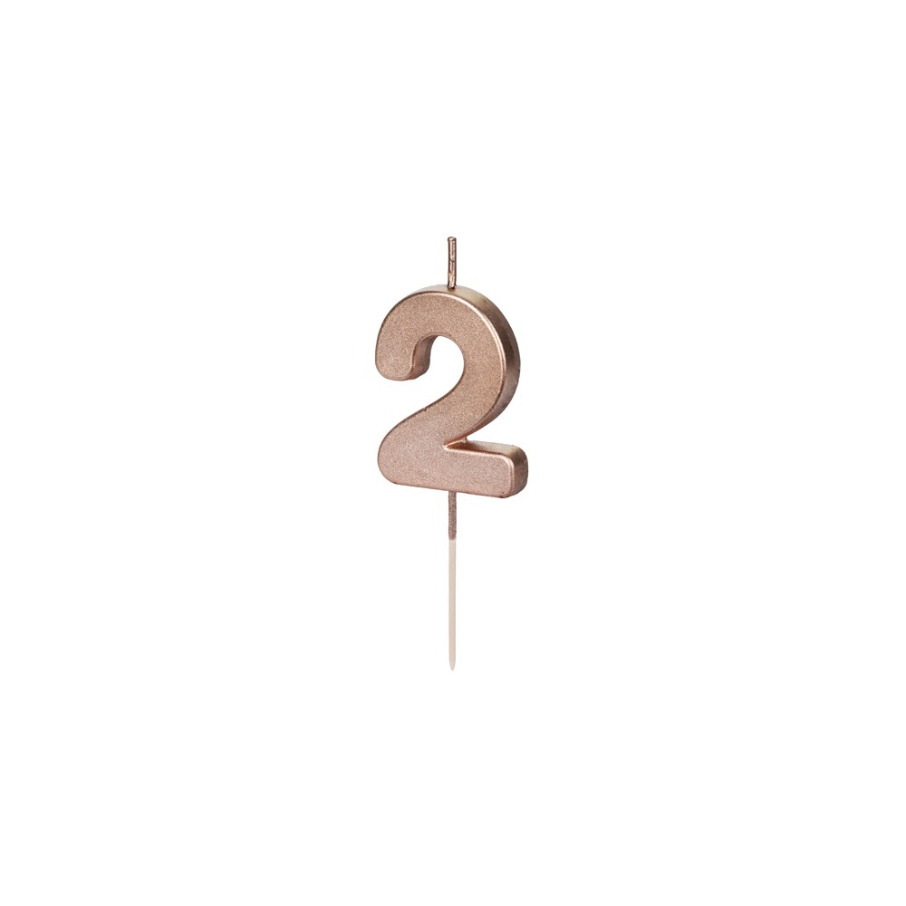 Bougie Chiffre 2 - or rose