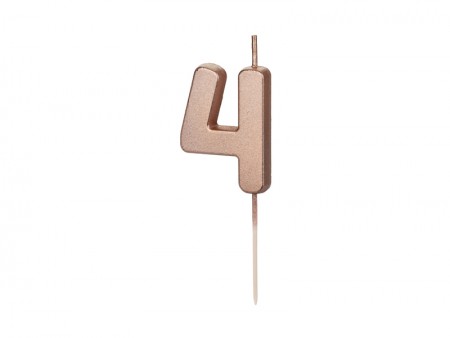 Bougie Chiffre 4 - or rose
