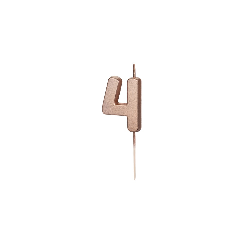 Bougie Chiffre 4 - or rose