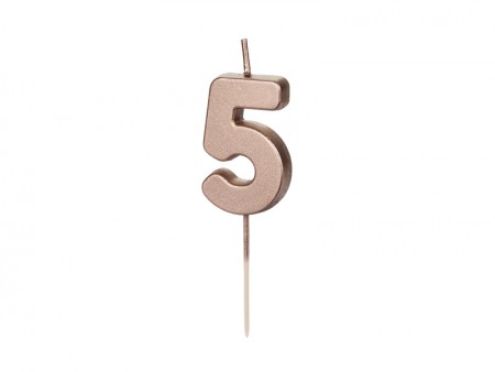 Bougie Chiffre 5 - or rose