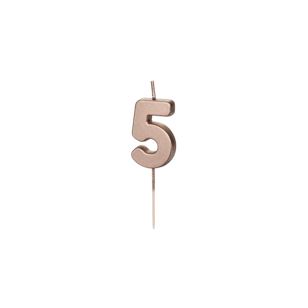 Bougie Chiffre 5 - or rose
