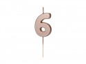 Bougie Chiffre 6 - or rose