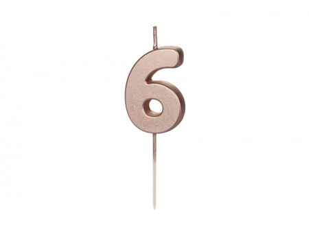 Bougie Chiffre 6 - or rose