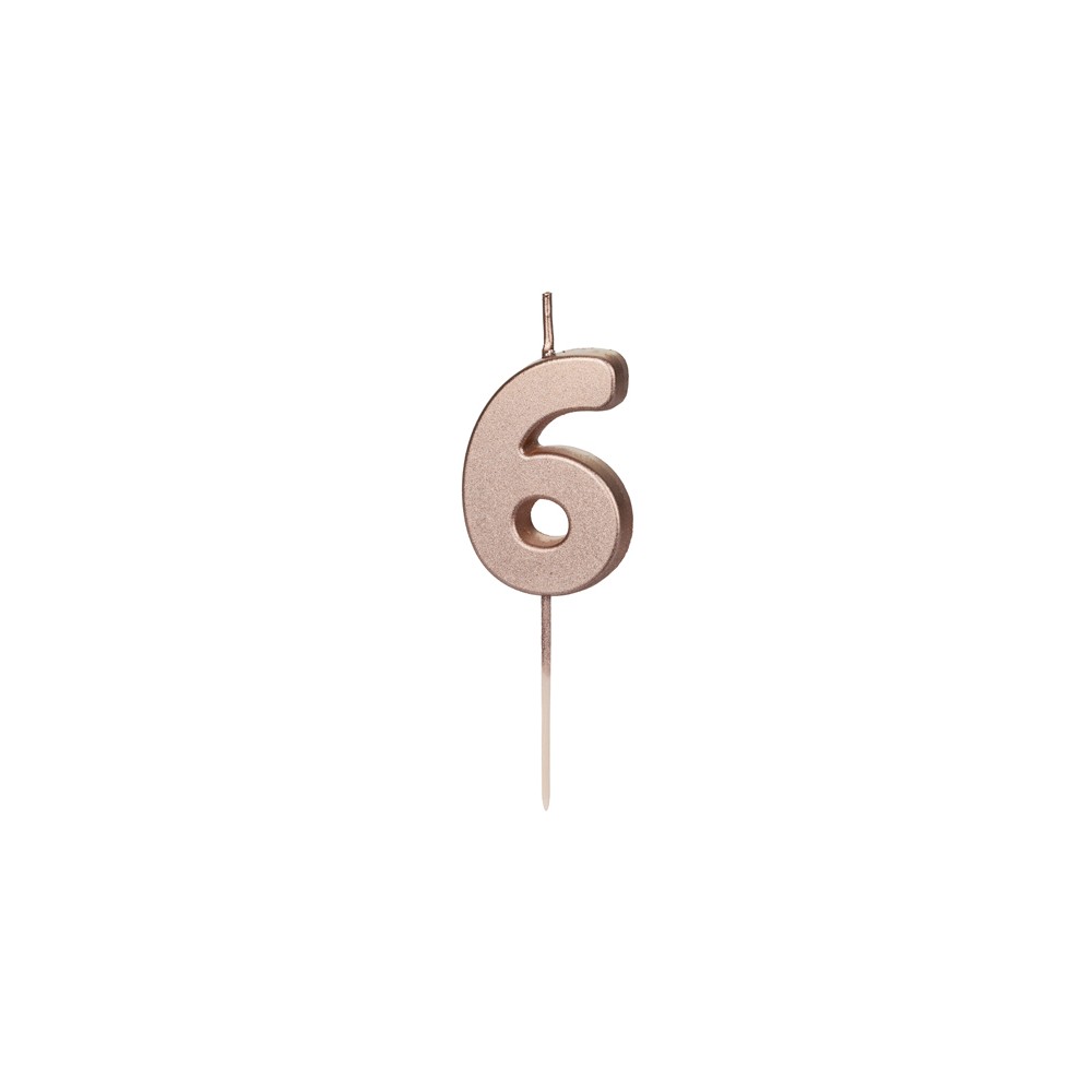 Bougie Chiffre 6 - or rose