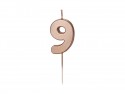 Bougie Chiffre 9 - or rose