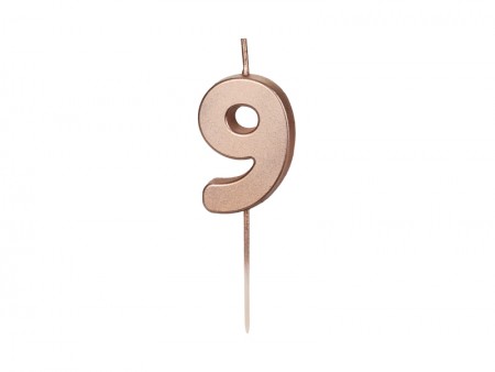 Bougie Chiffre 9 - or rose