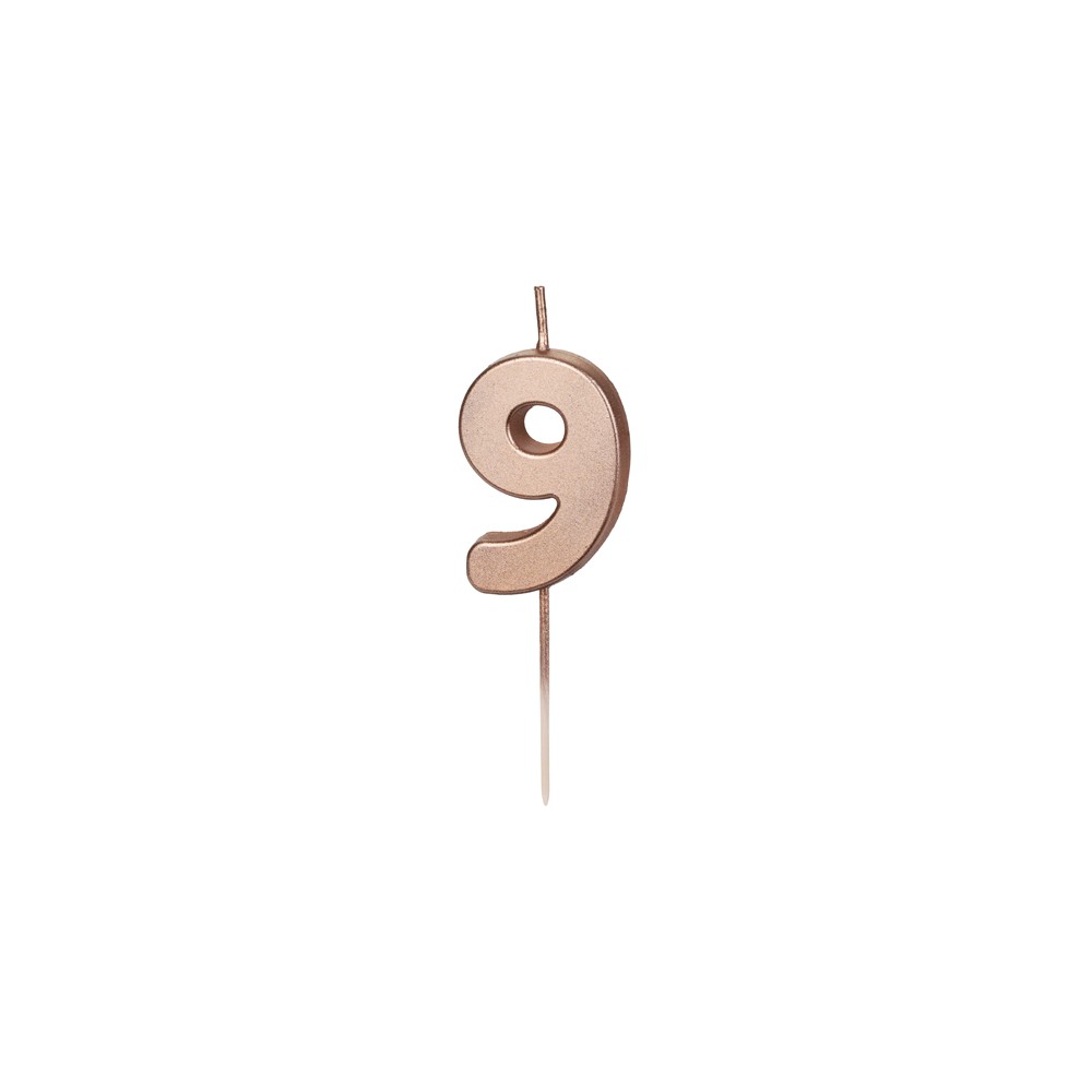 Bougie Chiffre 9 - or rose