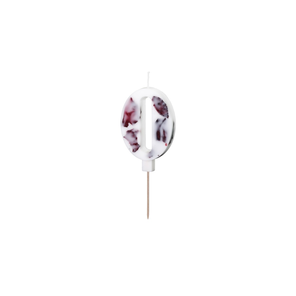 Bougie Numéro '0' - Blanche avec Pétales de Fleurs