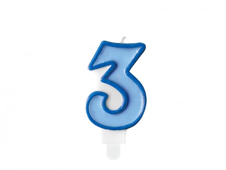 Bougie Chiffre 3 - bleu
