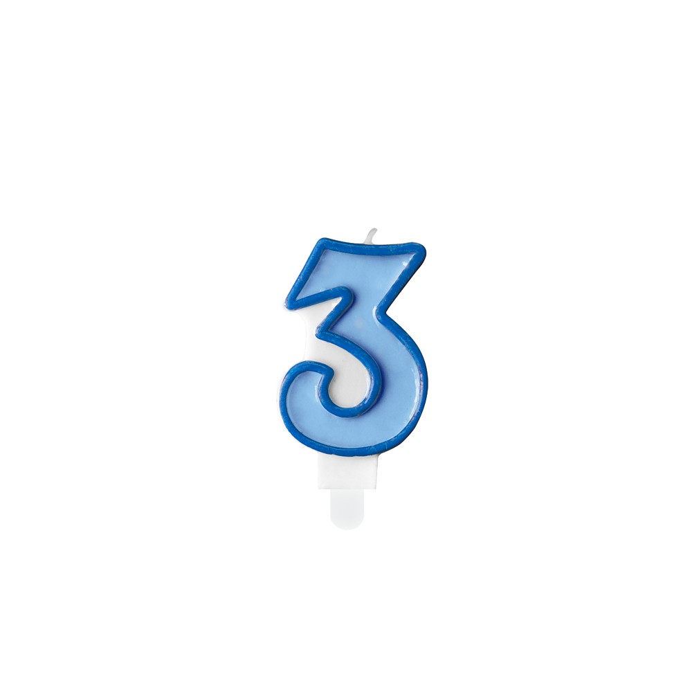 Bougie Chiffre 3 - bleu