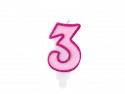 Bougie Chiffre 3 - rose