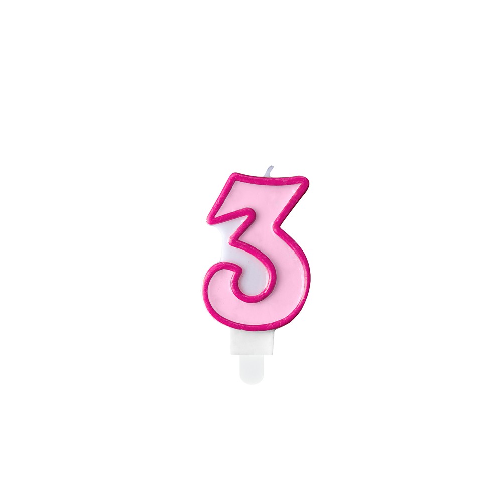 Bougie Chiffre 3 - rose