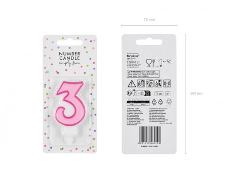 Bougie Chiffre 3 - rose