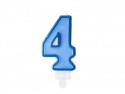 Bougie Chiffre 4 - bleu