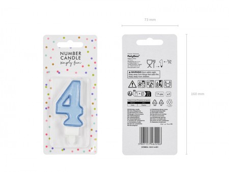 Bougie Chiffre 4 - bleu