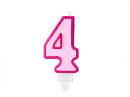 Bougie Chiffre 4 - rose