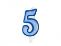 Bougie Chiffre 5 - bleu