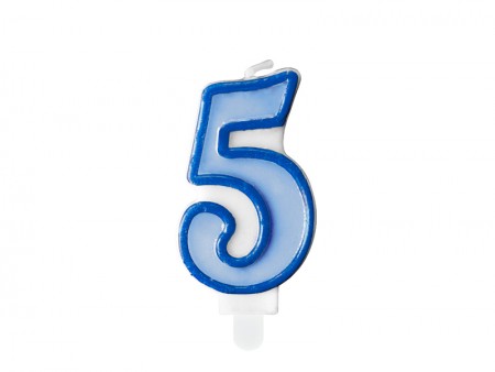 Bougie Chiffre 5 - bleu